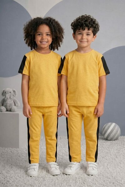 Tiny Teens Kid's Contrast Panel Twin Set