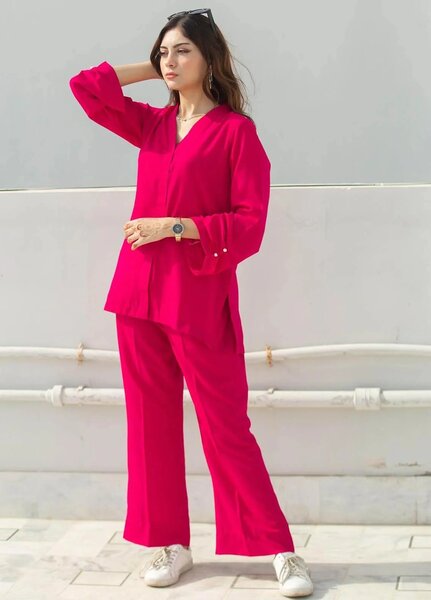 Zauk Women RTW Solids Swiss Malai 2 Piece Suit ZK26RC Candy V-4 - Casual Collection