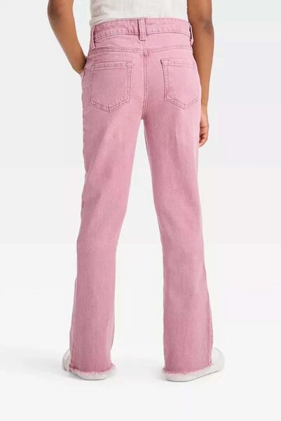 C&J Girl's Raw Hem Flared Denim