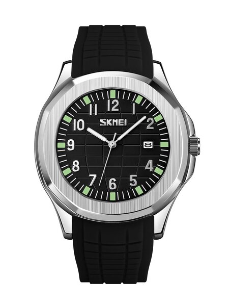 Shein - Men's Luxury Silicone Watch, Stainless Steel Back, Water Resistant Quartz Watch