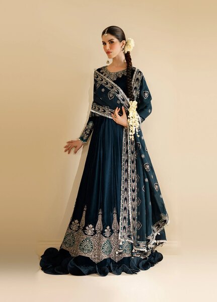 Chandni by Jazmin Unstitched Embroidered Velvet 3 Piece Suit JZ26UVC ZAIB-UN-NISA CVF-26-D09 - Wedding Collection