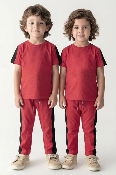 Tiny Teens Kid's Contrast Panel Twin Set