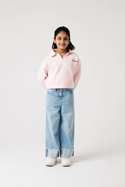 Girls Powder Pink Relaxed Fleece Sweatshirt
