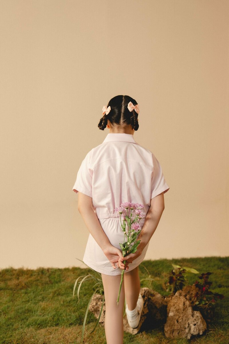 Zinnia | Textured cotton co-ord set with tailored shirt and A-line skirt