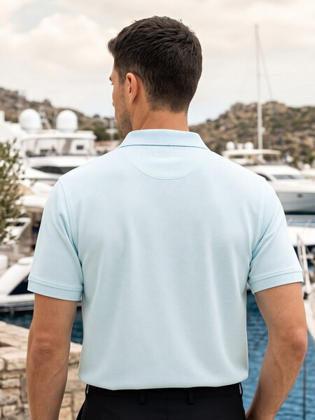 Blue Textured Popcorn Polo T-Shirt (POLO-1240)