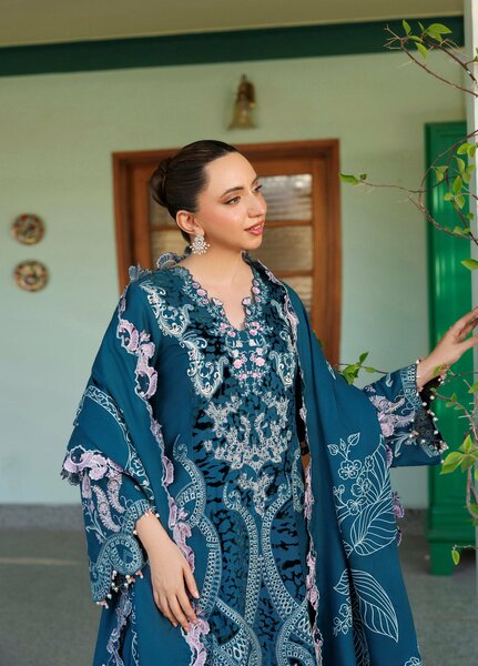 Plush Luxury by Asifa and Nabeel Unstitched Embroidered Pashmina 3 Piece Suit Secret Garden WLXU-03 - Festive Collection