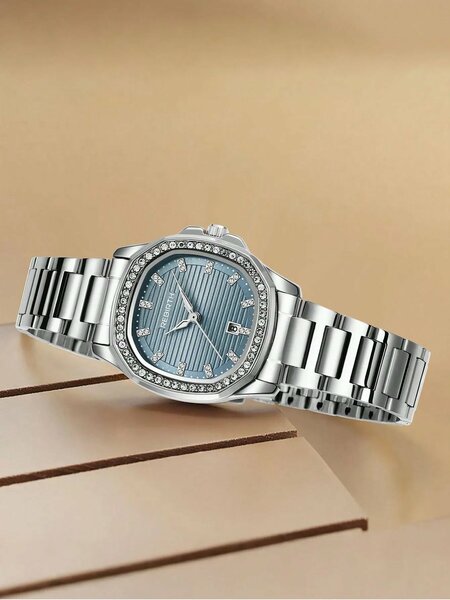 Shein - 1Pc Women'S Elegant Stainless Steel Strap Quartz Watch