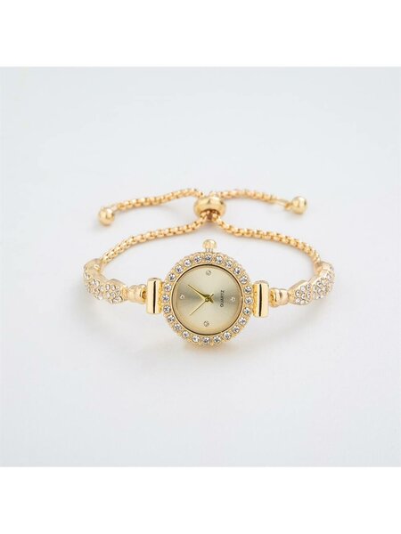 Shein - 2023 New Fashion Women's Bracelet Watch, Round Case, Stainless Steel Strap, Quartz Watch With Small Dial And Diamond Detail, Ideal Gift For Girlfriend