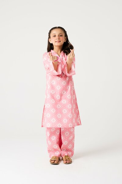 Delighted Pink Printed Kurta Set - 2pc