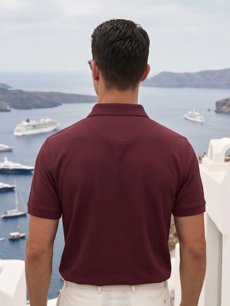 Maroon Textured Popcorn Polo T-Shirt (POLO-1239)
