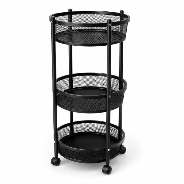 3-Tier Rotating Storage Rack with Wheels