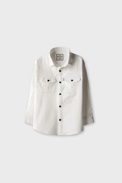 Boys Solid White Cotton Shirt