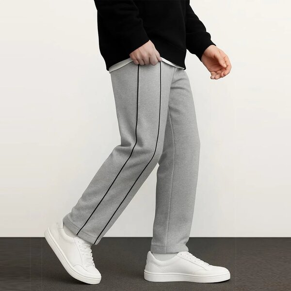 Vybe - Side Stripe Wide Leg Trouser - Grey