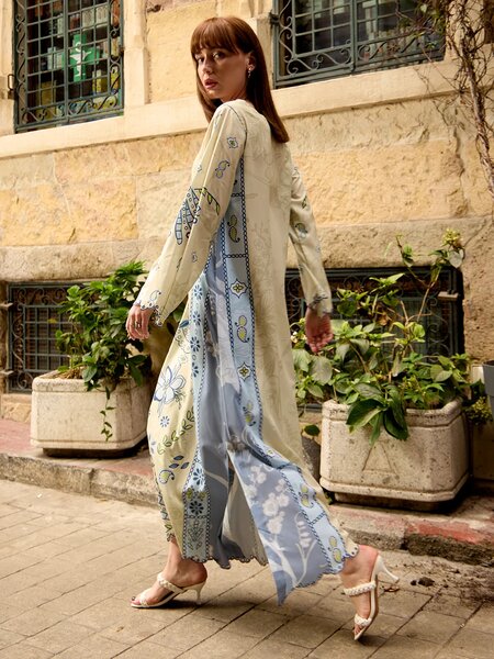 Amelle - Printed+Embroidered  Kaftan