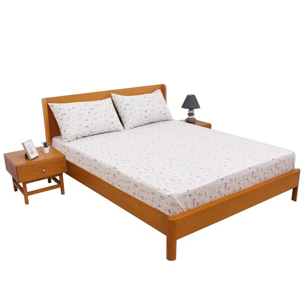 Floral Textures Double Bed Sheet with Pillow Covers – 96x102 Inches