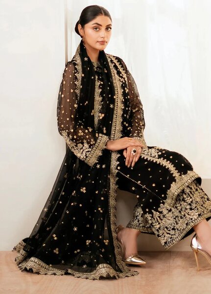 Baroque Embroidered Unstitched Chiffon 3 Piece Suits BQ25UF UF-4038 - Festive Collection