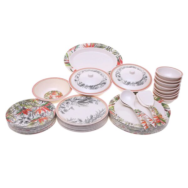 Coral Palm Dinner Set – Tropical Melamine Tableware Collection