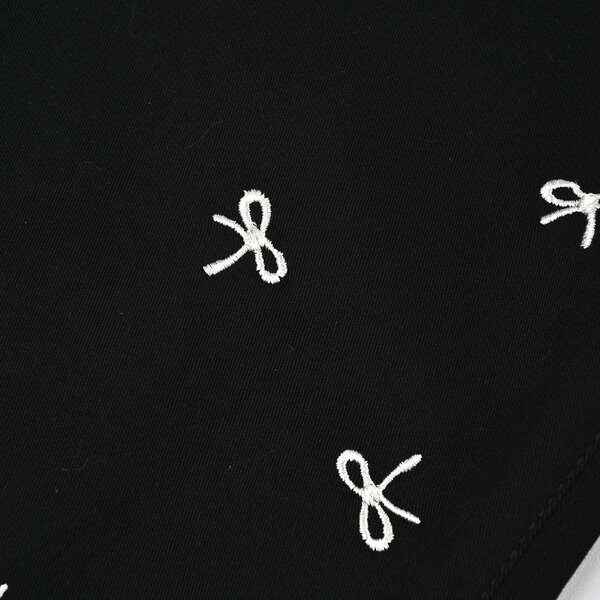 Girls Cotton Twill Pant Bow-BLACK