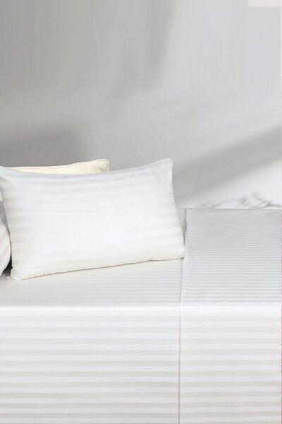 White Stripe Satin T-250 Bedsheet Set 25