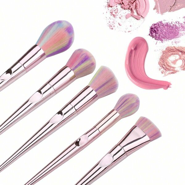 Shein - 10Pcs/Set Colorful  Makeup Tools Kit, Portable And Multi-Functional For Daily Makeup, Including Eyeshadow Brush, Foundation Brush, Blush Brush, Lip Brush, Nose Brush, Eyebrow Brush And Blending Brush