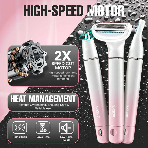 VGR - Bikini Trimmer for Women  Safe & Gentle Grooming for Bikini, Underarm, Face & Body