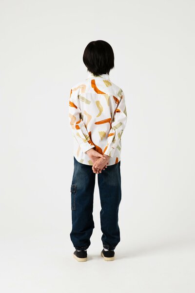 Boys Artisan Stroke White Cotton Shirt