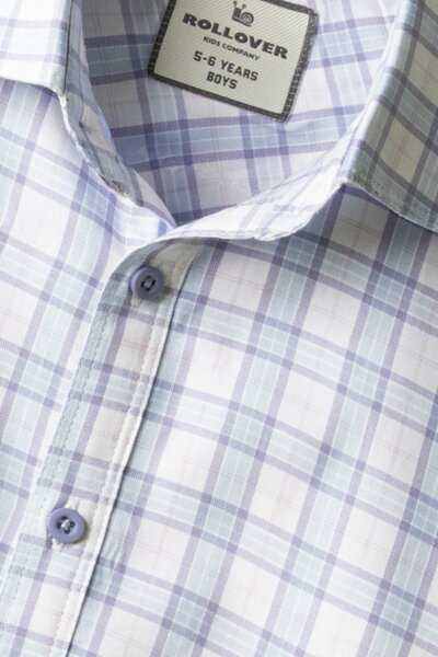 Boys White Sky Grid Shirt