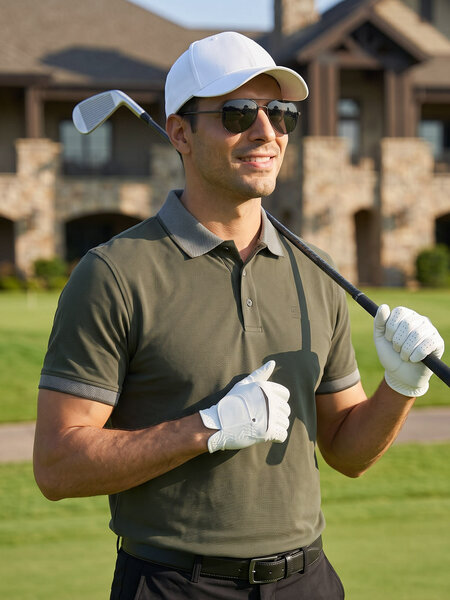 Olive Jacquard  Polo T-Shirt (POLO-1245)