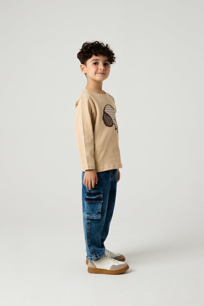 Boys Choco Beige Graphic Tee