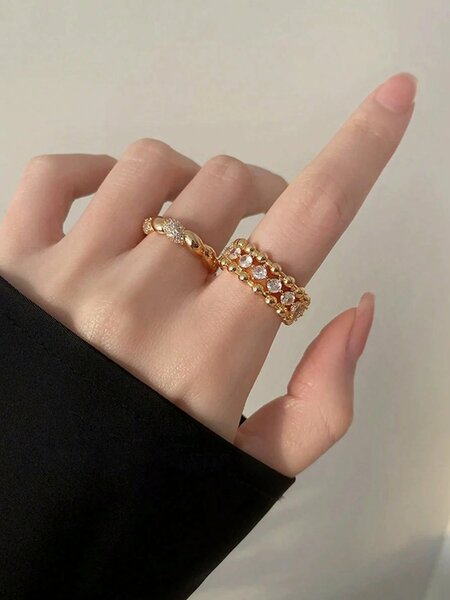 Shein - 3Pcs Luxury French Style Rings Set