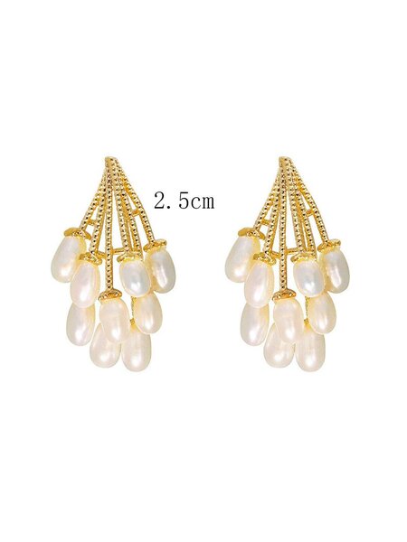 Shein - 1pair Fashionable Elegant Faxu Pearl Earrings Suitable For Women's Daily Wear