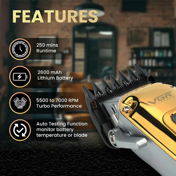 VGR - Professional Hair Clipper, Salon Trimmer With Digital Display