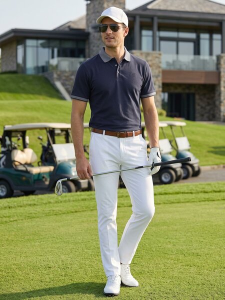 Navy Blue Jacquard  Polo T-Shirt (POLO-1247)