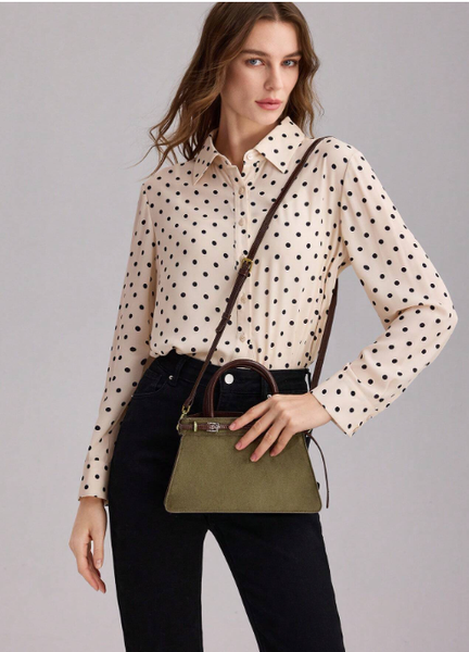 Shein - Motf Premium Color Block Buckle Top Handle Bag