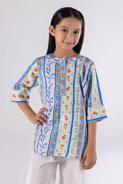 Stitched Kids Printed Dobby Shirt