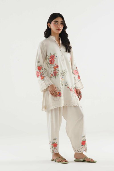 Stitched Embroidered Chambray Shirt+ Shalwar