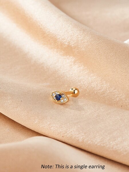 Shein - 1pc Cubic Zirconia Decor Stud Earring