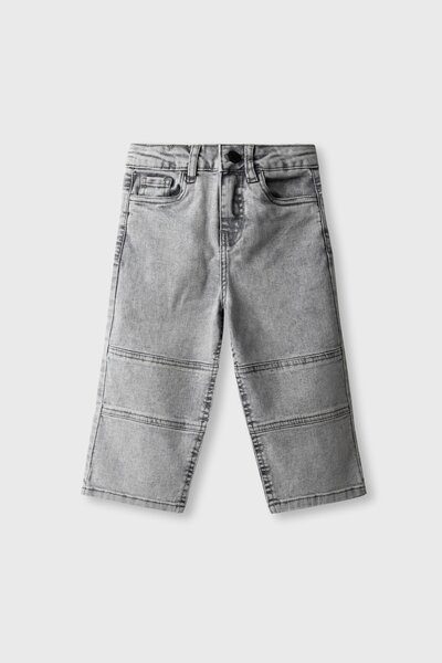 Boys Grey Panneled Denim Jeans