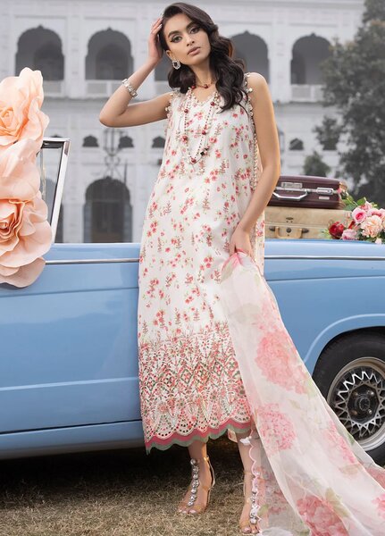 Maya By Faixa Faixal Embroidered Schiffli Suit Unstitched 3 Piece FFX24M Sandra - Summer Collection