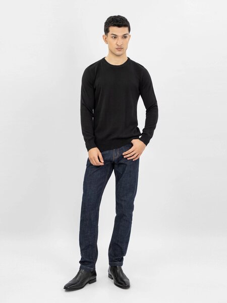 Brumano Ready to Wear Men Cotton Black Crew Neck Sweater 0-21-024-4207-D-07 - Winter Collection