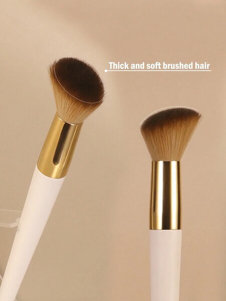 Shein - 2Pcs Soft Bristle Makeup Brush Set For Concealer & Foundation