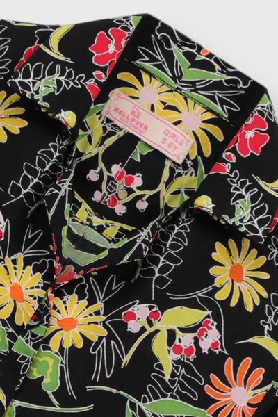 Floral Printed Black Cotton Jumpsuit