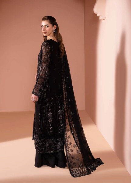 Murawwat by Lavish Premium Unstitched Luxury Chiffon Embroidered 3 peice LV25MC M-02 Midnight Luxe - Formals Collection