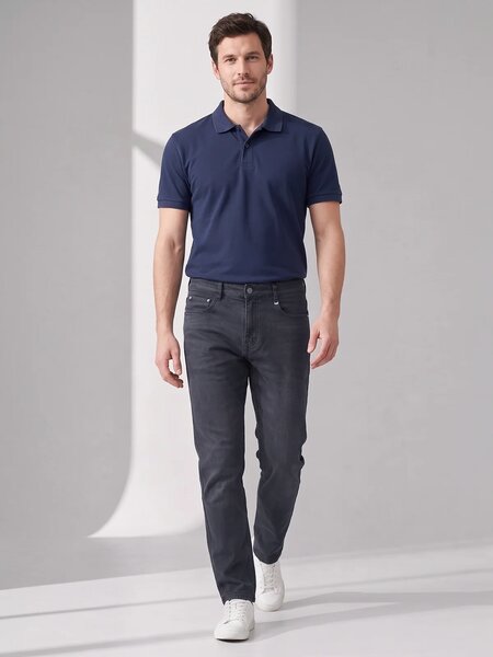 Dark Grey Straight Fit Imported Jeans 67