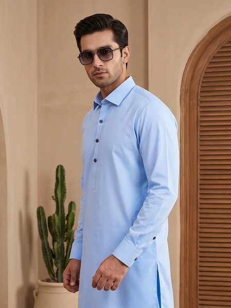 Sky Blue Designer Shalwar Kameez (SK-772)