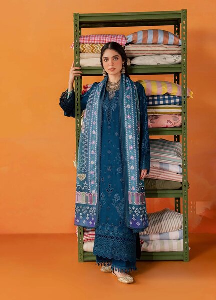 Bazar by Nureh Unstitched Embroidered Leather Peach 4 Piece Suit NU26UBL NE-291 - Festive Collection