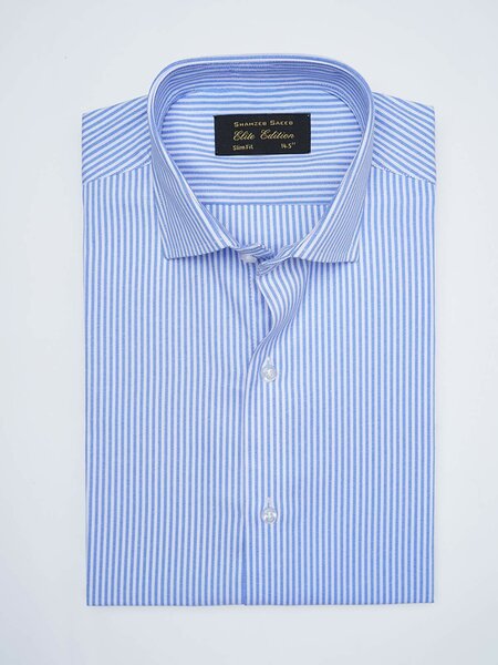 Light Blue Striped, Elite Edition, Cutaway Collar Men’s Formal Shirt (FS-3034)