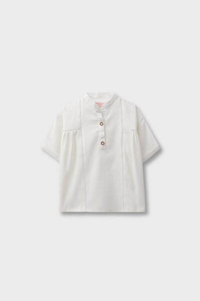 White Textured Cotton Top
