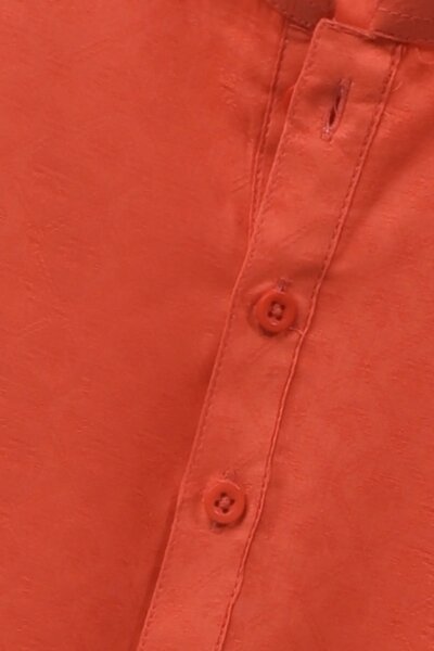 Boys Rust Jacquard Cotton Kurta