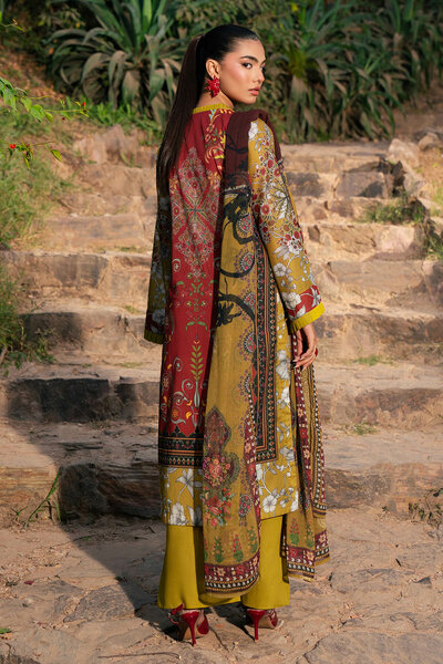 3 Piece Printed Lawn Suit with Chiffon Dupatta